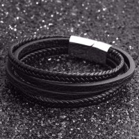 Magnetic Clasp Braided Leather Bracelet