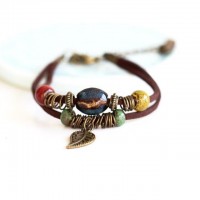 Bohemian Style Leaf Hippie Beads Ceramic Bracelet [6 Variants]