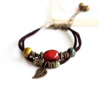 Bohemian Style Leaf Hippie Beads Ceramic Bracelet [6 Variants]