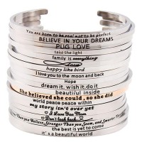 Hand-Stamped Uplifting Mantra Estimates Bangle Bracelet [Set of 10]