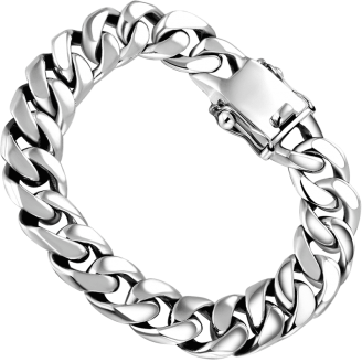 Eclat Flat Solid Silver Curb Luxury Bracelet