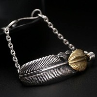 Gold Leaf Silver Feather Luxury Bracelet