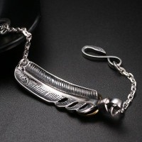 Gold Leaf Silver Feather Luxury Bracelet