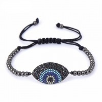 Hamsa Eye Charm Beaded Macrame Bracelet [8 Variants]