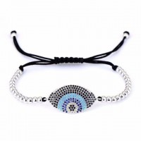 Hamsa Eye Charm Beaded Macrame Bracelet [8 Variants]