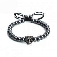 Studded Crystal Leopard Hematite Stone Bead Bracelet [8 Variants]