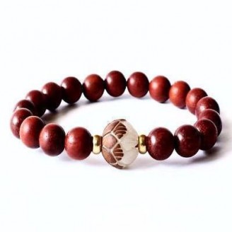 Crimson Sanderswood Lotus Flower Prayer Beads Bracelets