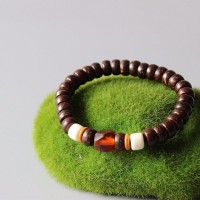 Buddhist Hickory Coconut Shell Prayer Beads Bracelet
