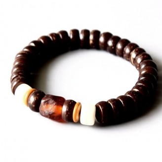 Buddhist Hickory Coconut Shell Prayer Beads Bracelet