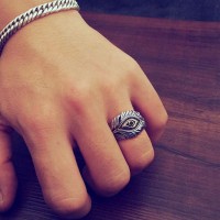 Piercing Evil Eye Silver Ring