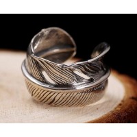 Indian Wind Feather Silver Ring