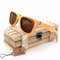Yellow Skateboard Bamboo Wood Sunglasses [2 Variants]