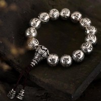 Mahakala Adjustable Silver Mantra Bracelet