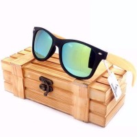 Rectangular Classic Black Bambusa Blumeana Bamboo Wood Sunglasses [4 Variants]