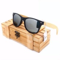 Rectangular Classic Black Bambusa Blumeana Bamboo Wood Sunglasses [4 Variants]