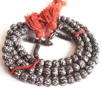 Coral Chestnut Mala Beads Mantra Bracelet