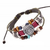 Cosmic Mandala Adjustable Leather Bracelet