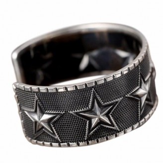 Star Black Morel Silver Cuff Luxury Bracelet