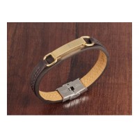 Stainless Steel Plate Leather Bracelet [2 Variants]