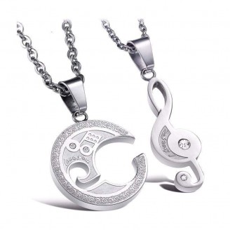 Lovers Puzzle Note Silver Necklace