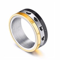 Three Toned Rotating Silver Polished Zodiac Ring