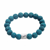 Cobalt Turquoise Lava Stone Zodiac Charm Bracelet [12 Variations]