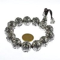Tibetan Om Mani Padme Hum Mantra Silver Prayer Beads Bracelet