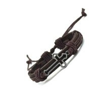 Hollow Cross Charm Leather Bracelets [4 Variations]