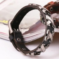 Punk Hologram Leather Biker Bracelet [Two Variations]
