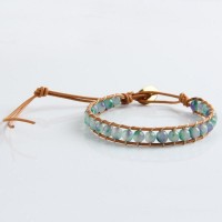 Natural Stone Beads Leather Cord Wrap Bracelets [19 Variations]