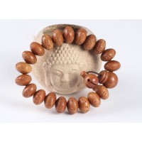 Hand-carved Oval Natural Peachwood Meditation Bracelet