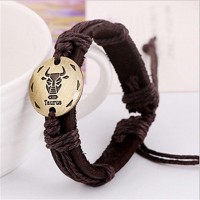 Vintage Adaptive Zodiac Sign Leather Bracelet [12 Variations]