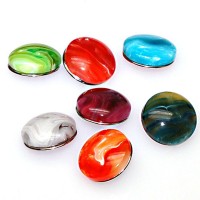 Snap Button Marble Resin Charm Set [7 pieces]