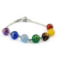 7 Chakra Reiki Carved Beads Chain Bracelet