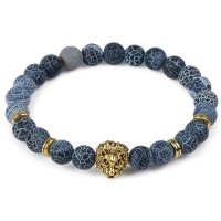Lion Head Natural Stone Beaded Bracelet [8 Variations]