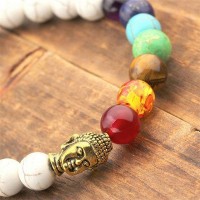 White Turquoise Healing Crystals Chakra Bracelet with Buddha Bead