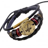 Zodiac Charm Adjustable Vintage Leather Bracelet [12 Variants ]
