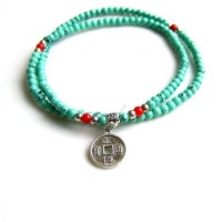 Lucky Silver Coin Charm Beaded Multilayer Bracelet (2 colors)