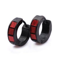 Red and Black Stainless Steel Cuff Earrings