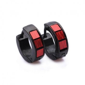Red and Black Stainless Steel Cuff Earrings