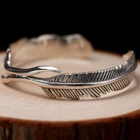 Angel's Feathers Silver Bangle