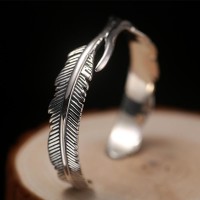 Angel's Feathers Silver Bangle