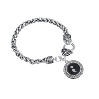 Semicolon Charm Silver Braided Bracelet