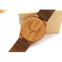 Deer Bamboo Watch with Leather Wristband [2 Variants ]