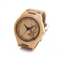 Deer Bamboo Watch with Leather Wristband [2 Variants ]