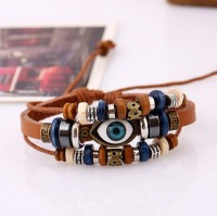 Evil Eye Charm Adjustable Leather Bracelet [6 Colors]
