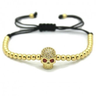 18K Gold Plated Beads Skull Unisex Bracelet [4 Variants]