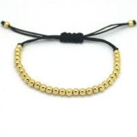 18K Gold 4mm Round Beads Unisex Bracelet [4 Variants]