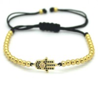 18K Gold Plated Beads Hamsa Hand Unisex Bracelet [4 Variants]