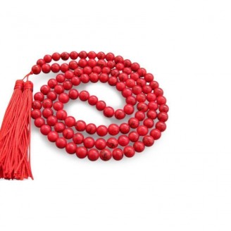 Red Turquoise Mala Beads with Tassels